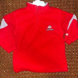 VTG STARTER OHIO BUCKEYES QUARTER ZIP FLEECE JACKET PULLOVER SIZE 6/7